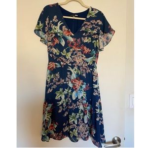 Slate & Willow blue floral cape dress